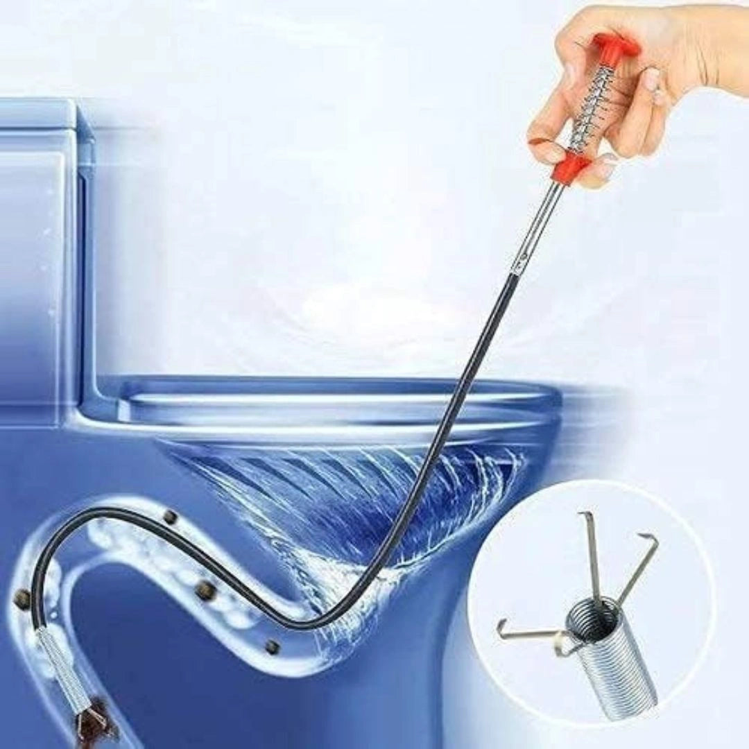 Hair clog pulled from drain with cleaning tool