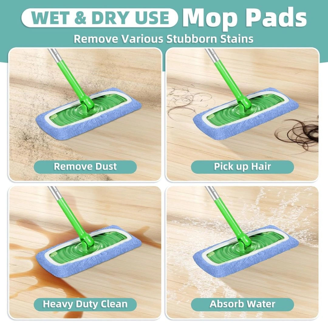 Reusable mop pad picking up dust and hair